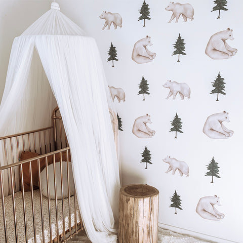 Pine Tree + Bear Wall Decals – Little Rae Prints