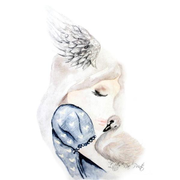 Swan Snuggles A3 - Little Rae Prints