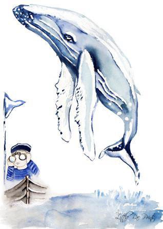 Boy and Whale A3 - Little Rae Prints